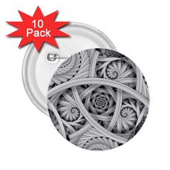 Fractal Wallpaper Black N White Chaos 2 25  Buttons (10 Pack)  by Amaryn4rt