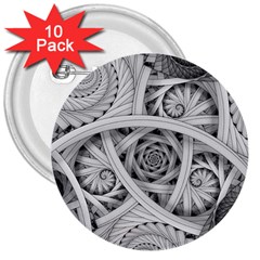 Fractal Wallpaper Black N White Chaos 3  Buttons (10 Pack)  by Amaryn4rt