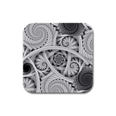 Fractal Wallpaper Black N White Chaos Rubber Square Coaster (4 Pack)  by Amaryn4rt