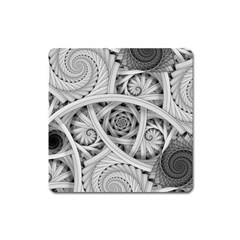 Fractal Wallpaper Black N White Chaos Square Magnet by Amaryn4rt