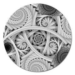 Fractal Wallpaper Black N White Chaos Magnet 5  (round) by Amaryn4rt