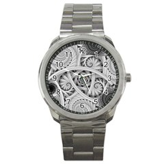 Fractal Wallpaper Black N White Chaos Sport Metal Watch by Amaryn4rt