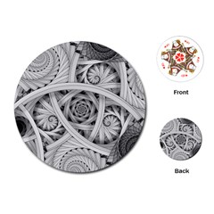 Fractal Wallpaper Black N White Chaos Playing Cards (round)  by Amaryn4rt