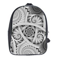 Fractal Wallpaper Black N White Chaos School Bags(large)  by Amaryn4rt