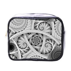 Fractal Wallpaper Black N White Chaos Mini Toiletries Bags by Amaryn4rt