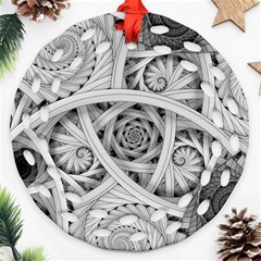 Fractal Wallpaper Black N White Chaos Ornament (round Filigree) by Amaryn4rt