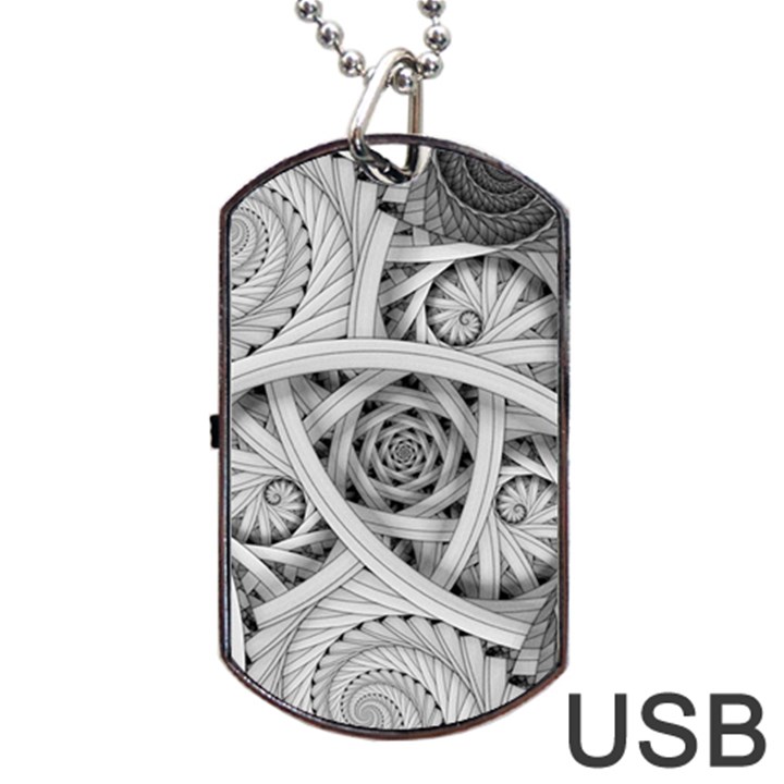 Fractal Wallpaper Black N White Chaos Dog Tag USB Flash (One Side)