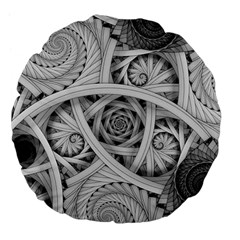 Fractal Wallpaper Black N White Chaos Large 18  Premium Flano Round Cushions by Amaryn4rt