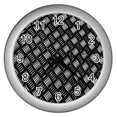 Abstract Of Metal Plate With Lines Wall Clocks (silver)  by Amaryn4rt