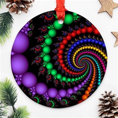 Fractal Background With High Quality Spiral Of Balls On Black Ornament (round) by Amaryn4rt