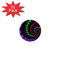 Fractal Background With High Quality Spiral Of Balls On Black 1  Mini Buttons (10 Pack)  by Amaryn4rt