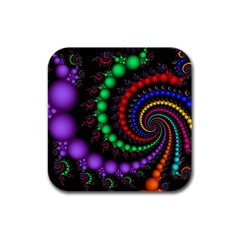 Fractal Background With High Quality Spiral Of Balls On Black Rubber Square Coaster (4 Pack)  by Amaryn4rt