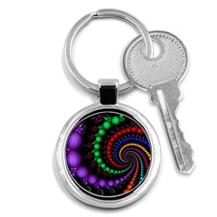 Fractal Background With High Quality Spiral Of Balls On Black Key Chains (round)  by Amaryn4rt