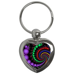 Fractal Background With High Quality Spiral Of Balls On Black Key Chains (heart)  by Amaryn4rt