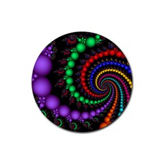 Fractal Background With High Quality Spiral Of Balls On Black Rubber Coaster (round)  by Amaryn4rt