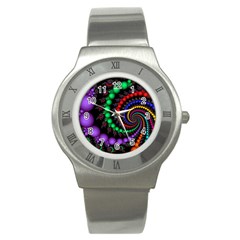 Fractal Background With High Quality Spiral Of Balls On Black Stainless Steel Watch