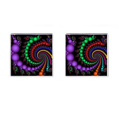 Fractal Background With High Quality Spiral Of Balls On Black Cufflinks (square) by Amaryn4rt