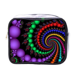 Fractal Background With High Quality Spiral Of Balls On Black Mini Toiletries Bags by Amaryn4rt