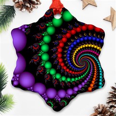 Fractal Background With High Quality Spiral Of Balls On Black Snowflake Ornament (two Sides) by Amaryn4rt