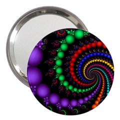 Fractal Background With High Quality Spiral Of Balls On Black 3  Handbag Mirrors by Amaryn4rt