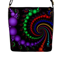 Fractal Background With High Quality Spiral Of Balls On Black Flap Messenger Bag (l)  by Amaryn4rt