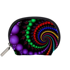 Fractal Background With High Quality Spiral Of Balls On Black Accessory Pouches (small)  by Amaryn4rt