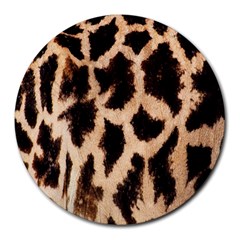 Yellow And Brown Spots On Giraffe Skin Texture Round Mousepads by Amaryn4rt