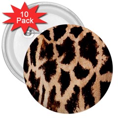 Yellow And Brown Spots On Giraffe Skin Texture 3  Buttons (10 Pack)  by Amaryn4rt