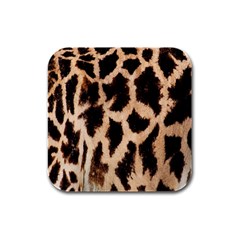 Yellow And Brown Spots On Giraffe Skin Texture Rubber Square Coaster (4 Pack)  by Amaryn4rt