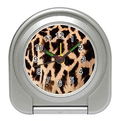 Yellow And Brown Spots On Giraffe Skin Texture Travel Alarm Clocks by Amaryn4rt