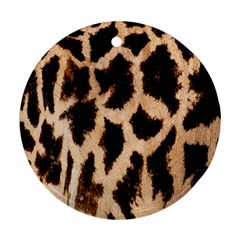 Yellow And Brown Spots On Giraffe Skin Texture Round Ornament (two Sides) by Amaryn4rt