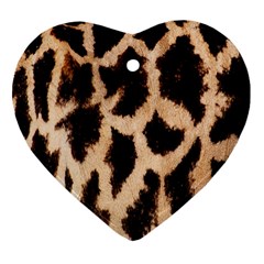 Yellow And Brown Spots On Giraffe Skin Texture Heart Ornament (two Sides) by Amaryn4rt