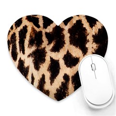 Yellow And Brown Spots On Giraffe Skin Texture Heart Mousepads by Amaryn4rt