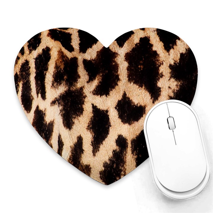 Yellow And Brown Spots On Giraffe Skin Texture Heart Mousepads