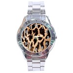 Yellow And Brown Spots On Giraffe Skin Texture Stainless Steel Analogue Watch Front