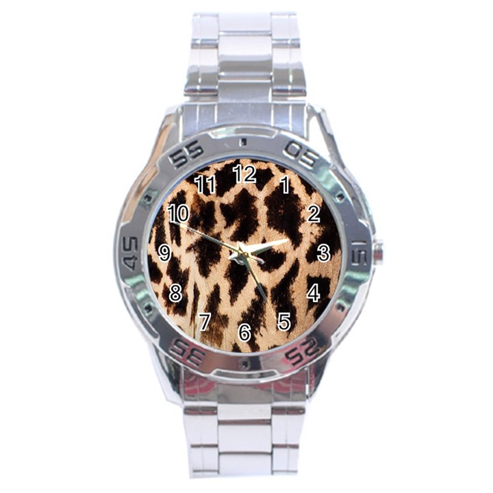 Yellow And Brown Spots On Giraffe Skin Texture Stainless Steel Analogue Watch