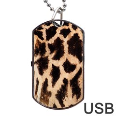 Yellow And Brown Spots On Giraffe Skin Texture Dog Tag Usb Flash (one Side) by Amaryn4rt