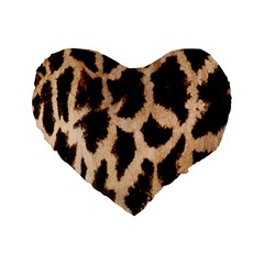 Yellow And Brown Spots On Giraffe Skin Texture Standard 16  Premium Flano Heart Shape Cushions by Amaryn4rt