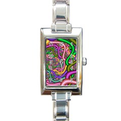 Fractal Background With Tangled Color Hoses Rectangle Italian Charm Watch by Amaryn4rt