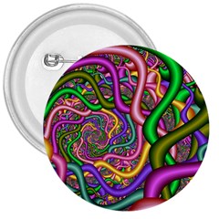 Fractal Background With Tangled Color Hoses 3  Buttons by Amaryn4rt