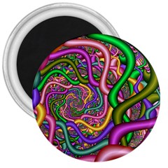 Fractal Background With Tangled Color Hoses 3  Magnets by Amaryn4rt