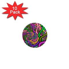 Fractal Background With Tangled Color Hoses 1  Mini Magnet (10 Pack)  by Amaryn4rt