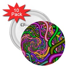 Fractal Background With Tangled Color Hoses 2 25  Buttons (10 Pack)  by Amaryn4rt