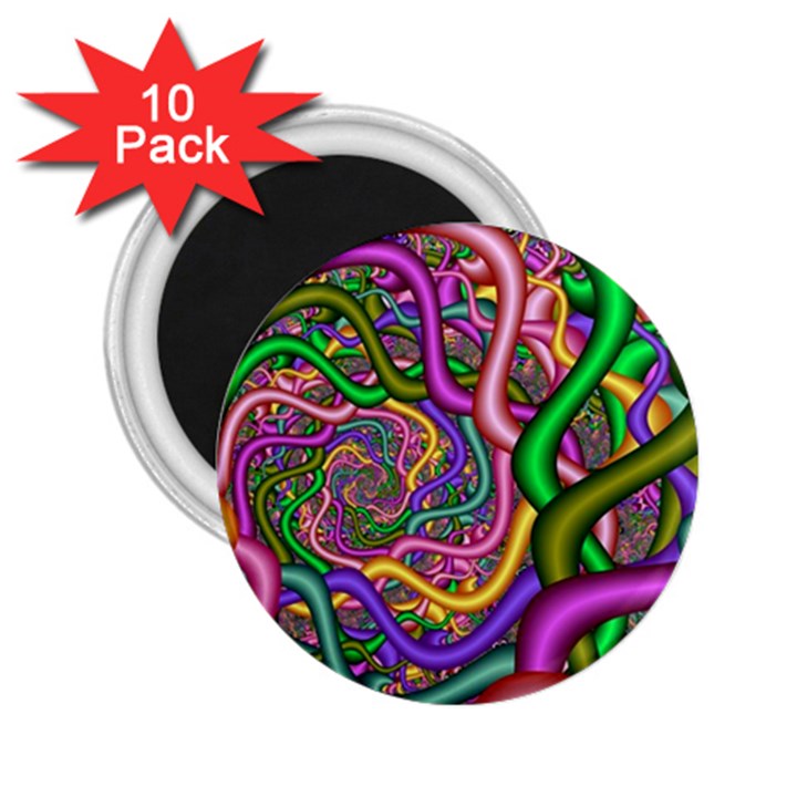 Fractal Background With Tangled Color Hoses 2.25  Magnets (10 pack) 