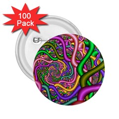 Fractal Background With Tangled Color Hoses 2 25  Buttons (100 Pack)  by Amaryn4rt