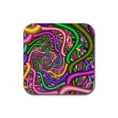 Fractal Background With Tangled Color Hoses Rubber Coaster (square)  by Amaryn4rt