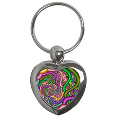 Fractal Background With Tangled Color Hoses Key Chains (heart)  by Amaryn4rt