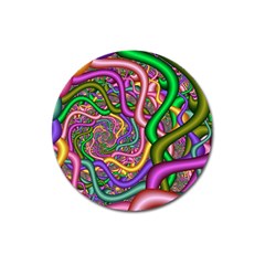 Fractal Background With Tangled Color Hoses Magnet 3  (round) by Amaryn4rt