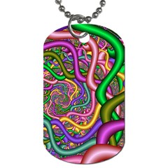 Fractal Background With Tangled Color Hoses Dog Tag (one Side) by Amaryn4rt