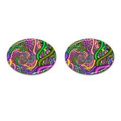 Fractal Background With Tangled Color Hoses Cufflinks (oval) by Amaryn4rt